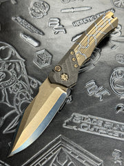 Pre Owned Heretic Knives Wraith Automatic Knife Custom Flamed Ti/San Mai SN:03