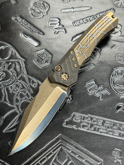 Pre Owned Heretic Knives Wraith Automatic Knife Custom Flamed Ti/San Mai SN:03