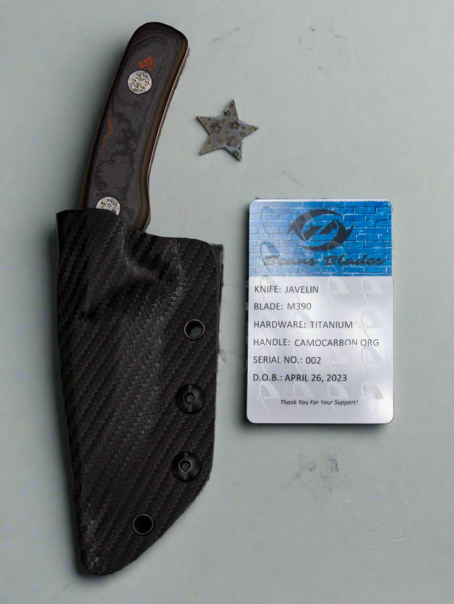 Beans Blades Fixed Javelin M390 CamoCarbon Orange / Black