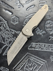 American Blade Works MODEL 2 TITANIUM Factory Silver / Bronze Ano Wharncliffe Magnacut