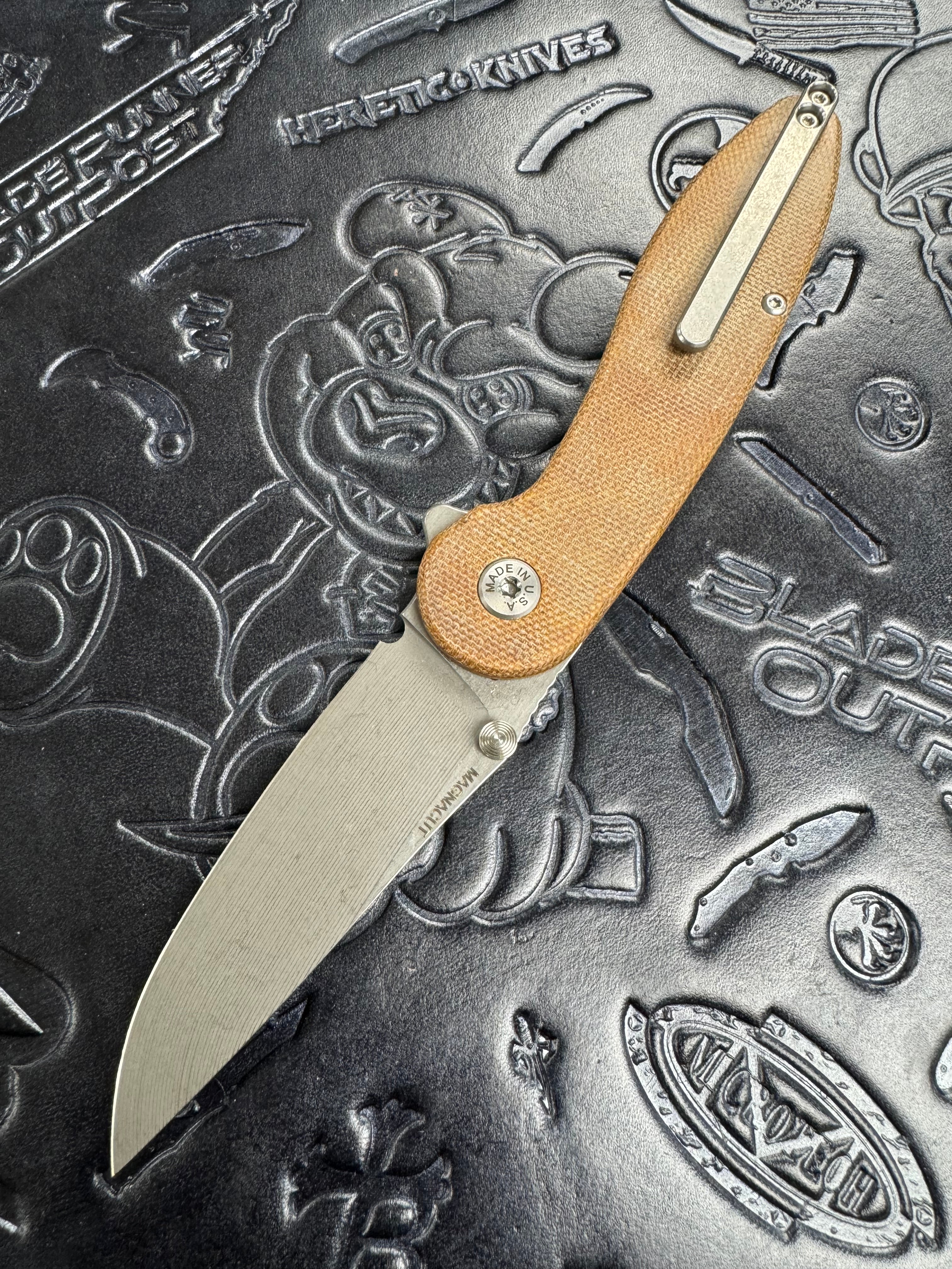 ABW American Blade Works Model 1 V7 Brown Micarta Magnacut