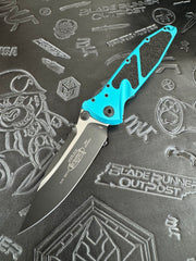 Microtech Socom Elite Manual Black Single Edge w/ Turquoise Handles 160-1 TQ
