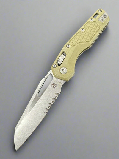 Microtech Knives MSI RAM LOK OD Green Fluted G-10 & Stonewash M390MK Partial Serrate 210-11 FRGTOLM Lawnman