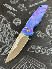 Pro-Tech Knives TR-3 Tactical Response 3 Auto Knife - Solid Jazz Custom Anodized Handle, Mike Irie Compound Ground Blade 3.5" Pearl Button 20324TR-3Custom001