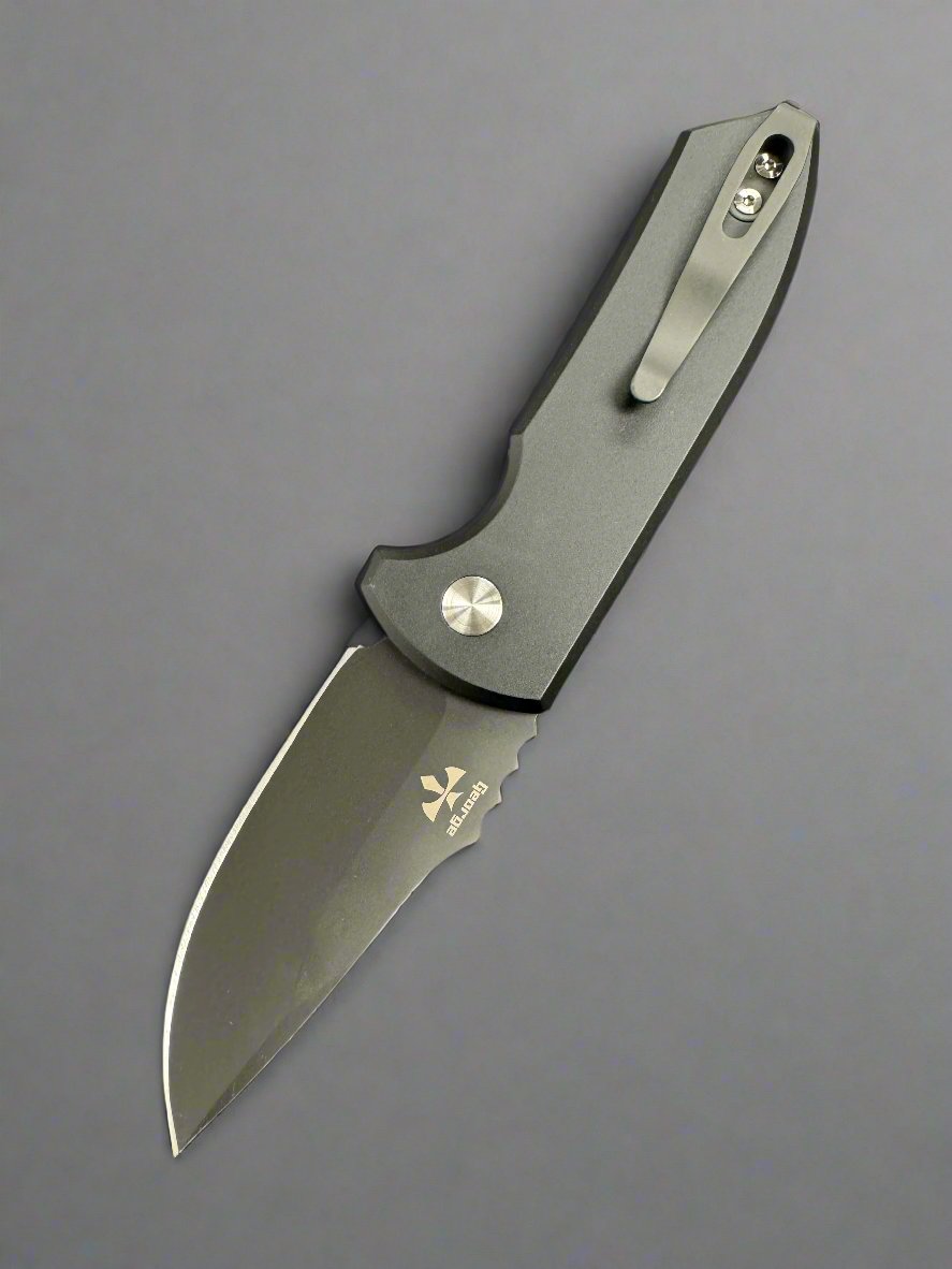 PROTECH LES GEORGE SBR UNIQUE MICARTA SHORT BLADED ROCKEYE AUTOMATIC KNIFE 2.5" Inlay Button S35vn
