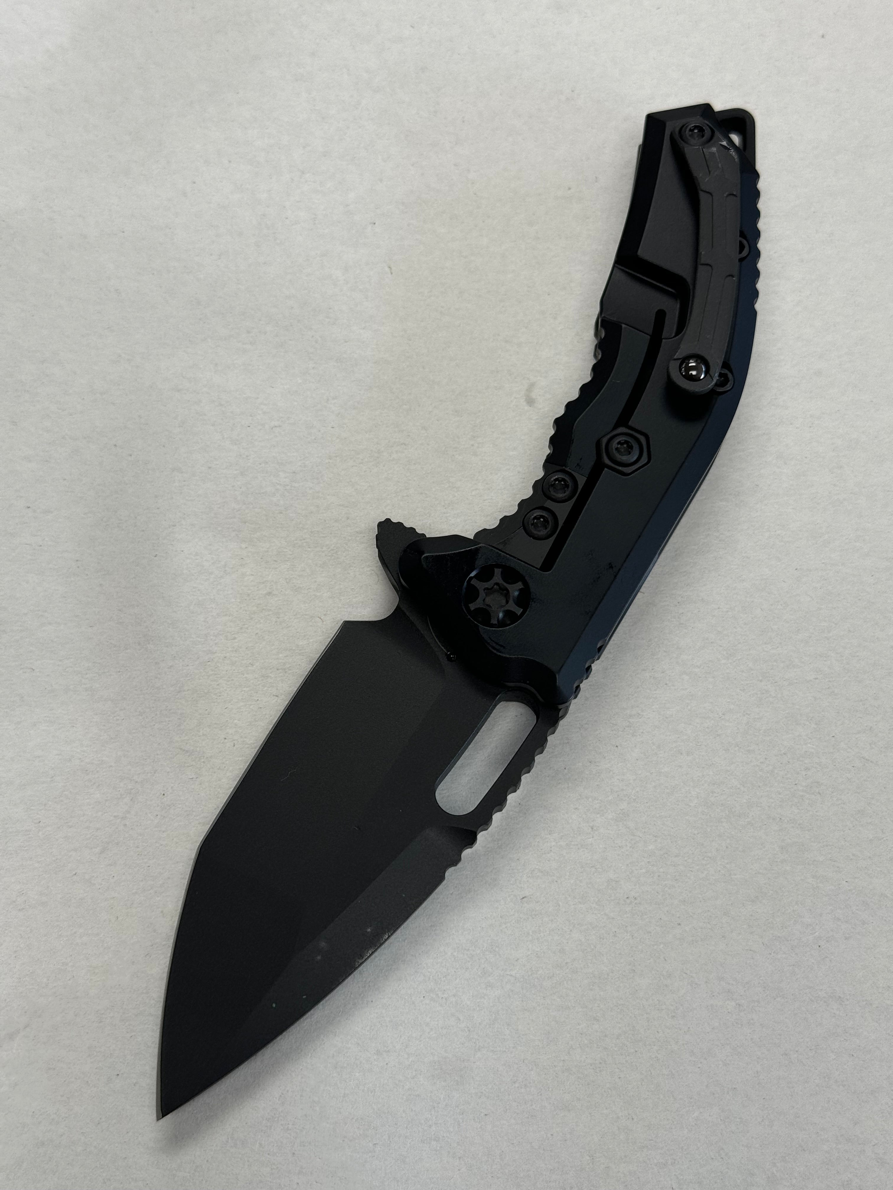 Heretic Knives Medusa Manual Black Tactical Aluminum Frame Lock w/ Grip Inlays & MagnaCut H009-4A-T
