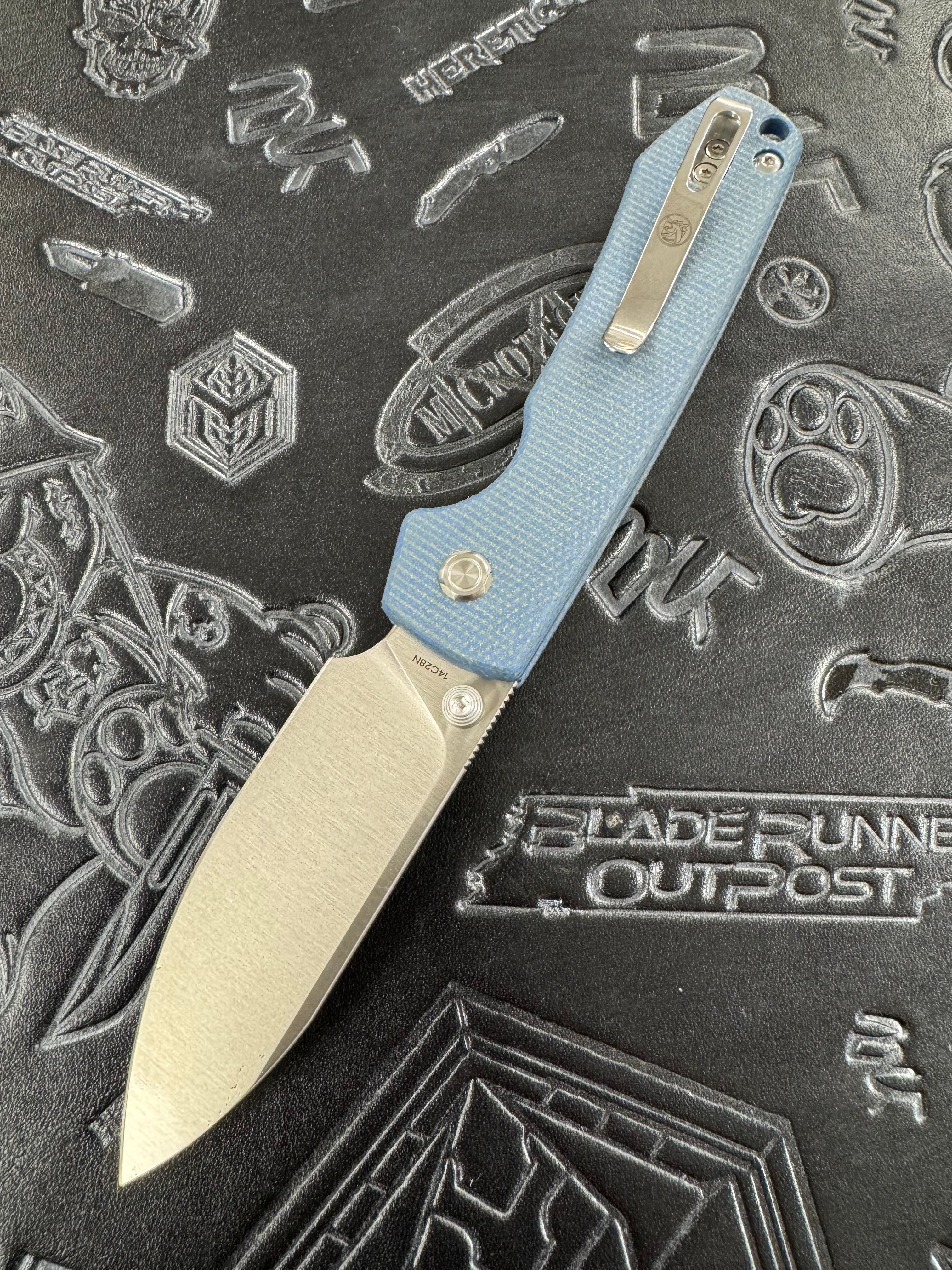 Vosteed Raccoon - Top Liner Lock (3.25" 14C28N Satin Blade & Blue Micarta Handle) - A2905