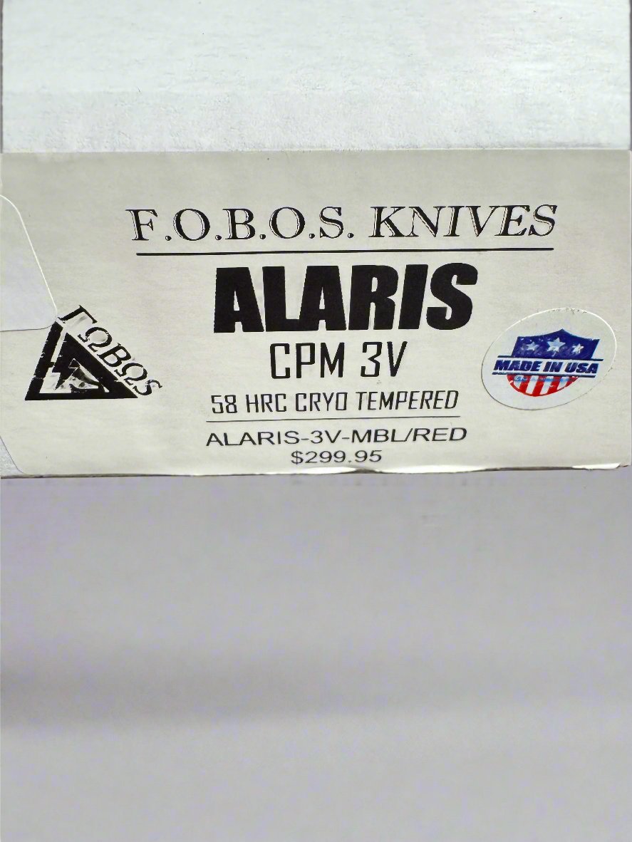 Fobos Knives Alaris 3V Fixed Blade Knife Black/Red Micarta (5" Stonewash)