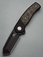 Beans Blades Mini Warrior Folder - Black Dunes Fat Carbon, Titanium Handle, PVD M390