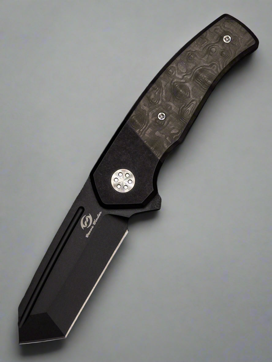 Beans Blades Mini Warrior Folder - Black Dunes Fat Carbon, Titanium Handle, PVD M390