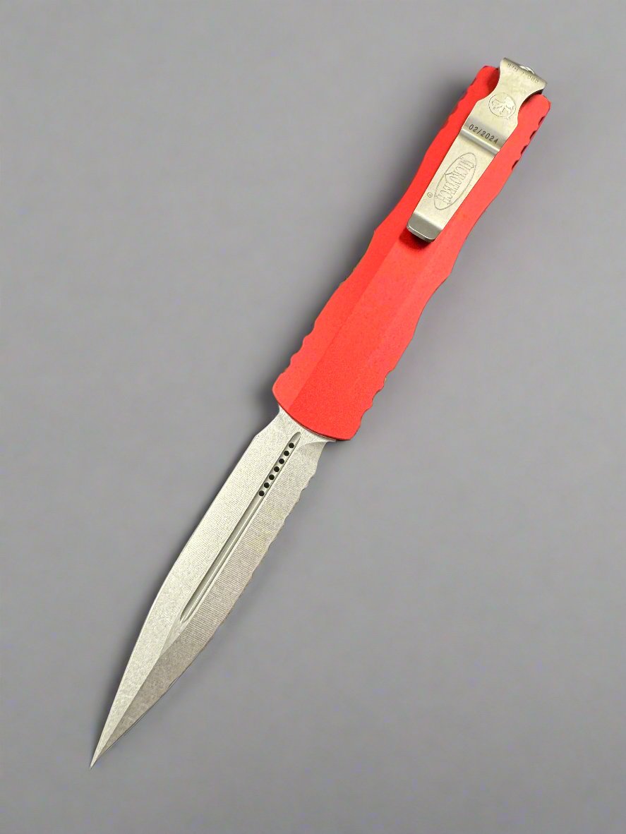 Microtech Dirac D/E OTF Automatic Knife OD Red (2.88" SW Full Serr) 225-12 RD