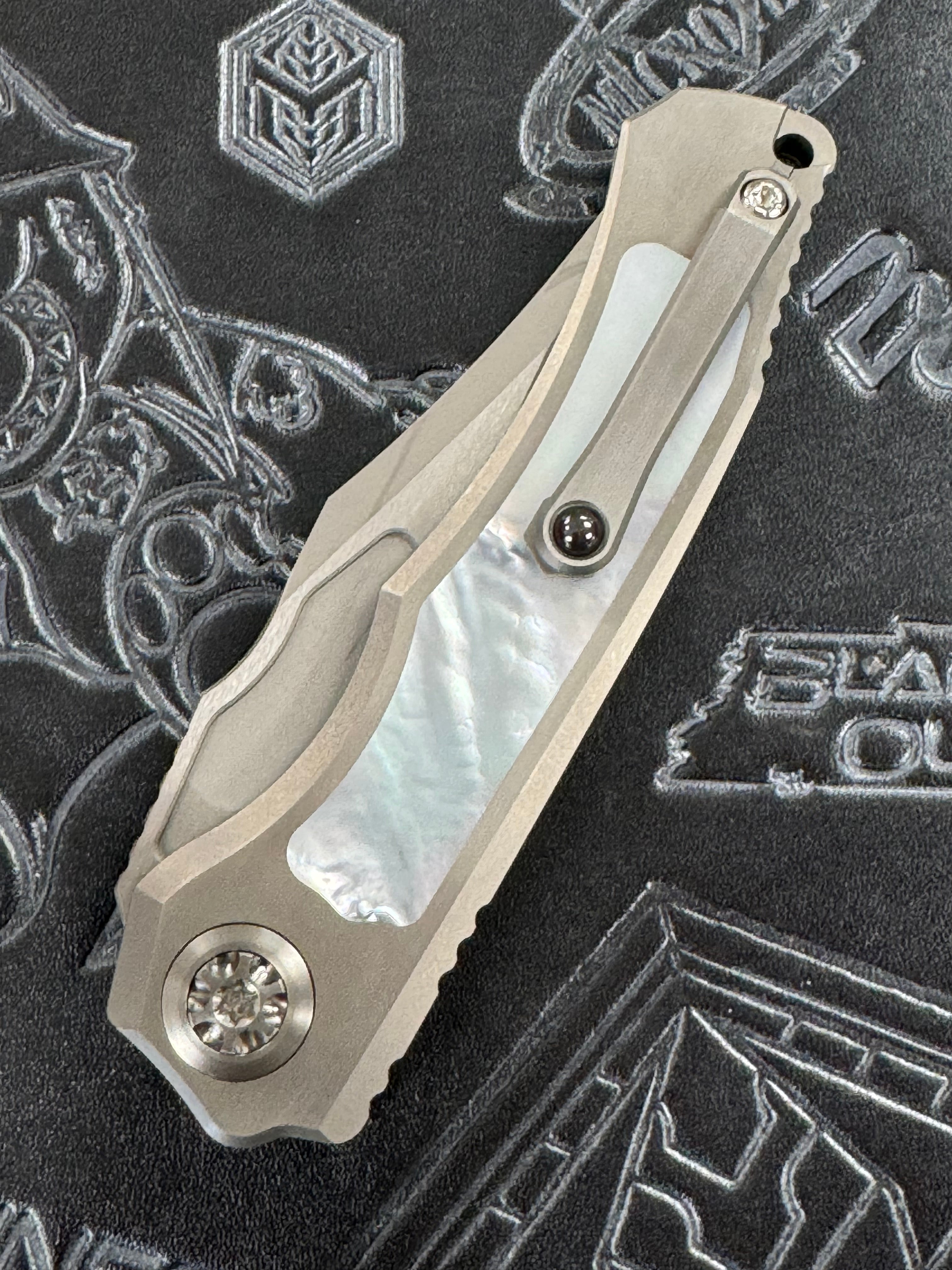 Heretic Knives Custom Wraith Auto V4 w/ Mother of Pearl Inlays & Hand Ground Mirror M390 Bowie Blade