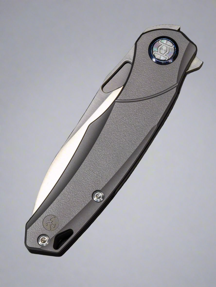 Kunwu Knives Zen Elmax Frame Lock Knife - Gray Titanium