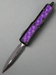 MICROTECH DAYTONA OTF AUTOMATIC KNIFE Purple BUBBLE INLAY 3.1" Double Edge BLACK 126-1 BIPUS