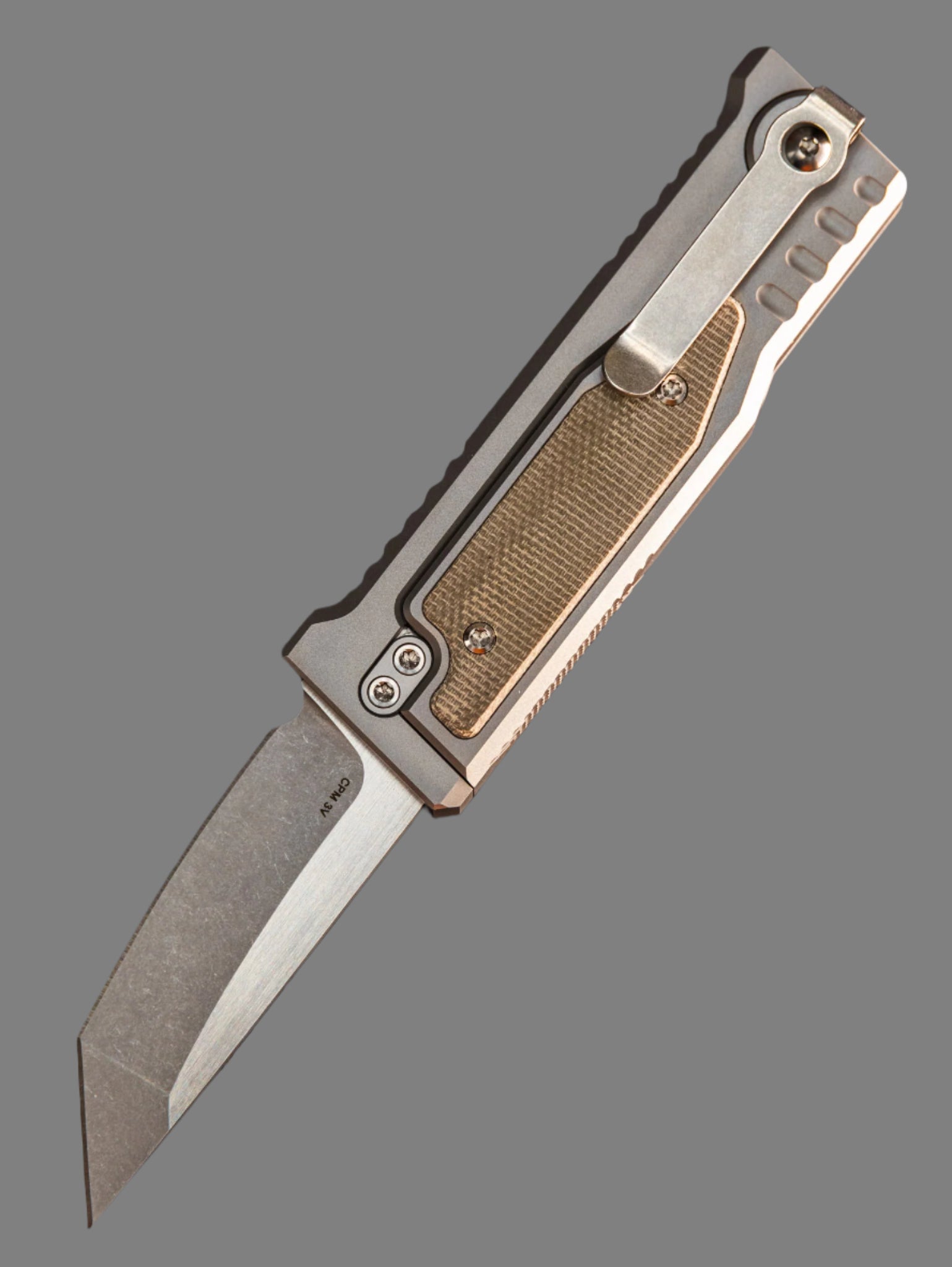 REATE EXO-MINI POCKET KNIFE GREEN MICARTA INLAY HANDLE CPM-3V TANTO BLADE