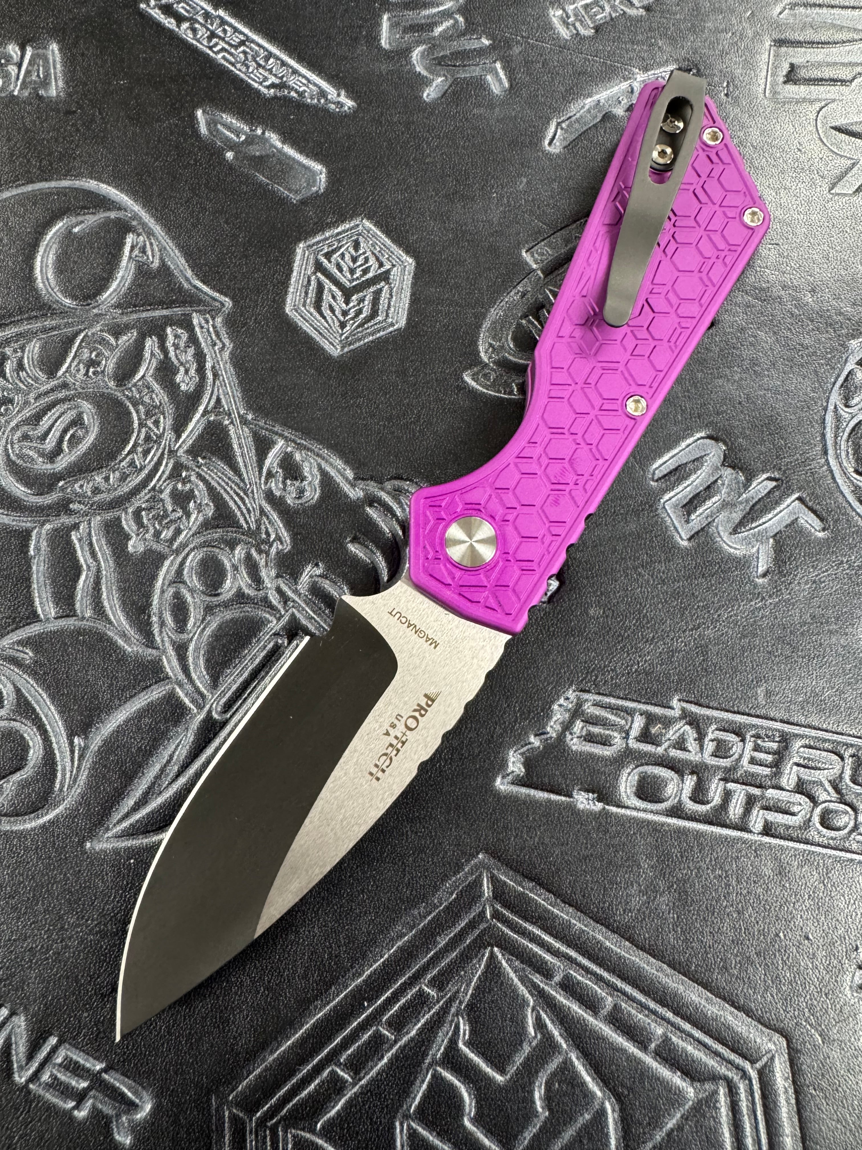 Pro-Tech PT Plus Purple Gridlock Aluminum Handle & 2 Tone DLC MagnaCut Blade 2024 PT+ Custom 008