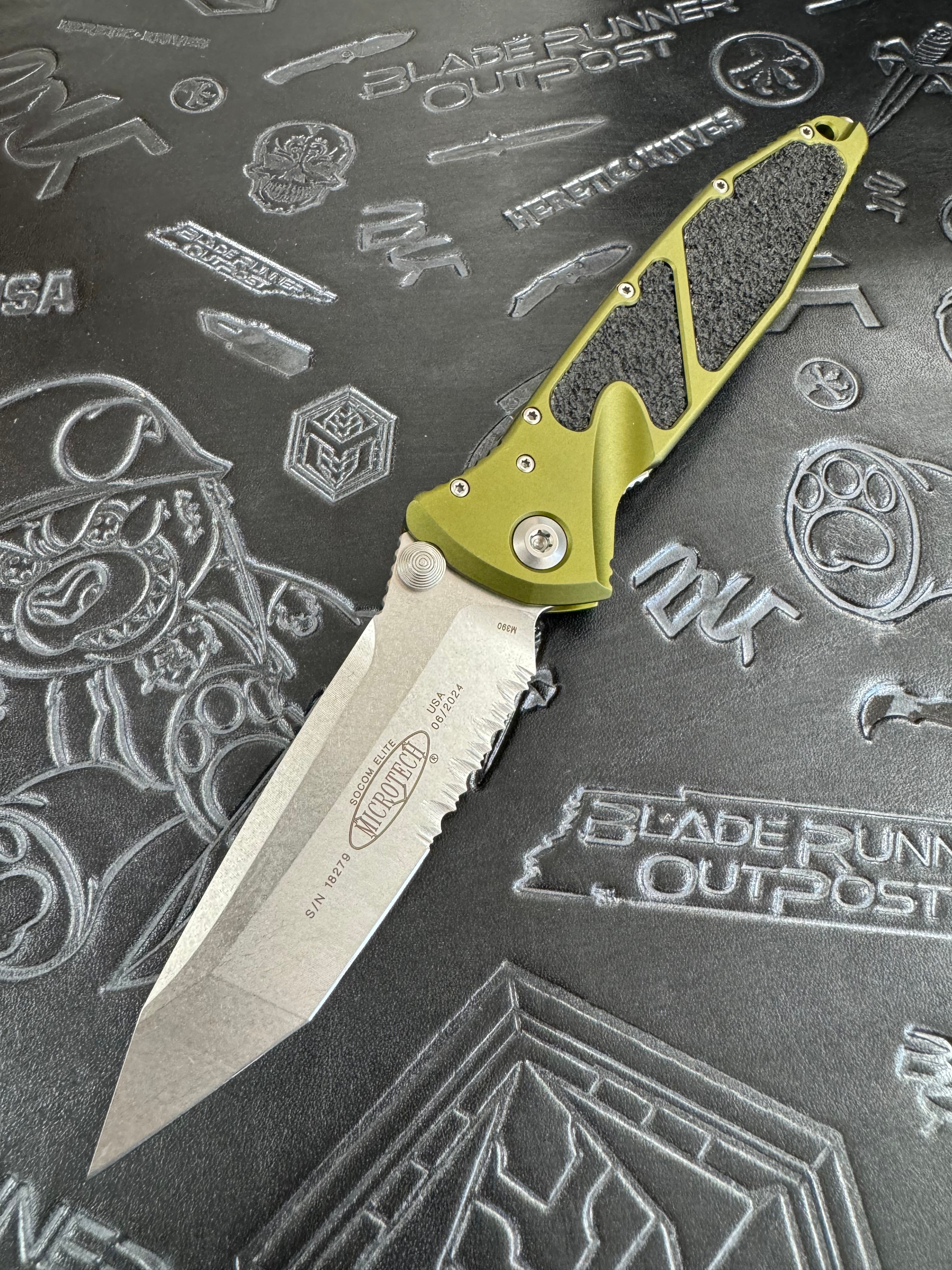 Microtech Socom Elite Tanto Part Serrated M/A OD Green Stonewash Standard 161-11 OD