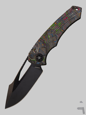 Heretic Pariah Manual Button Lock DLC Magnacut Full 80s Camo Carbon Scales BR Bazaar Exclusive *