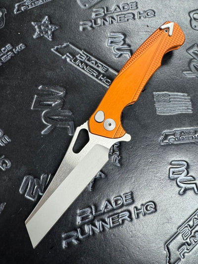 Dead Reckon Knives Ridgeback - Aluminum Burnt Orange, WharnCleaver, Series 2, Body 2, Magnacut, Button Lock, Glass Bead Finish