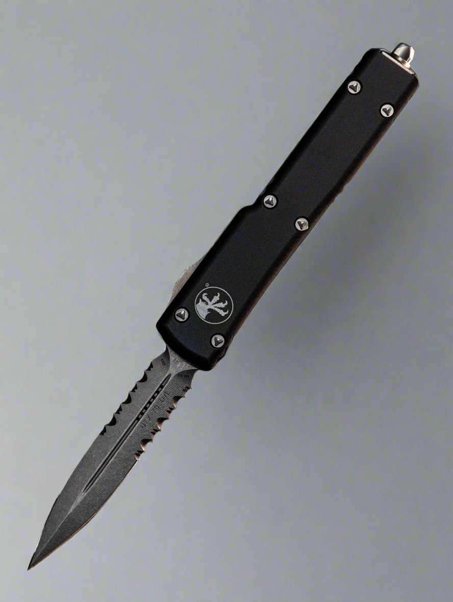 Microtech 147-11 UTX-70 D/E - Black Handle - Stonewashed Blade