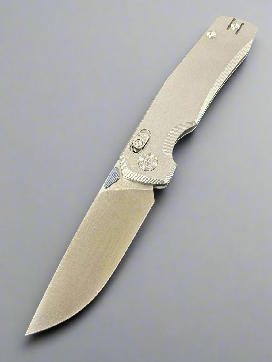 Kunwu Knives X-TAO Elmax XT Lock Knife Gray Titanium (3.5" Satin)