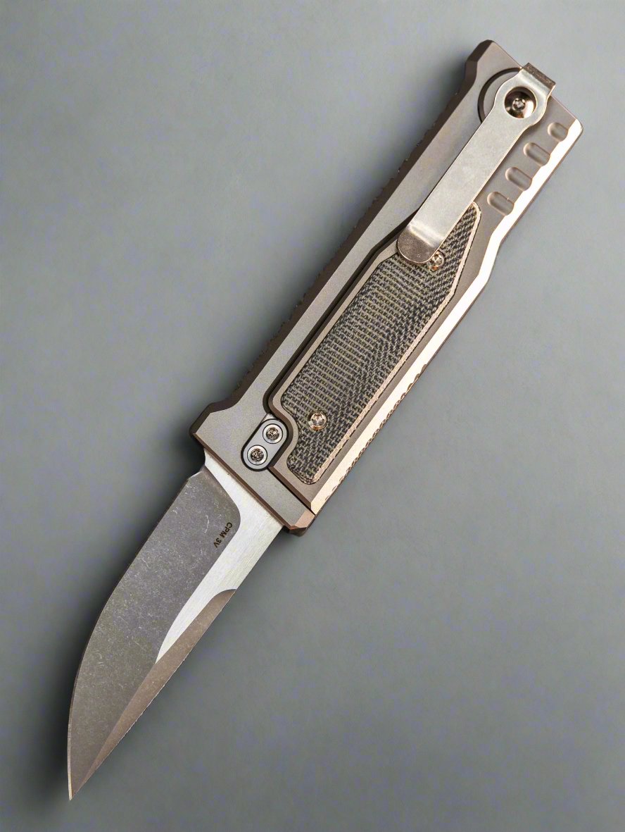 REATE EXO-MINI POCKET KNIFE BLACK MICARTA INLAY HANDLE CPM-3V DROP POINT BLADE