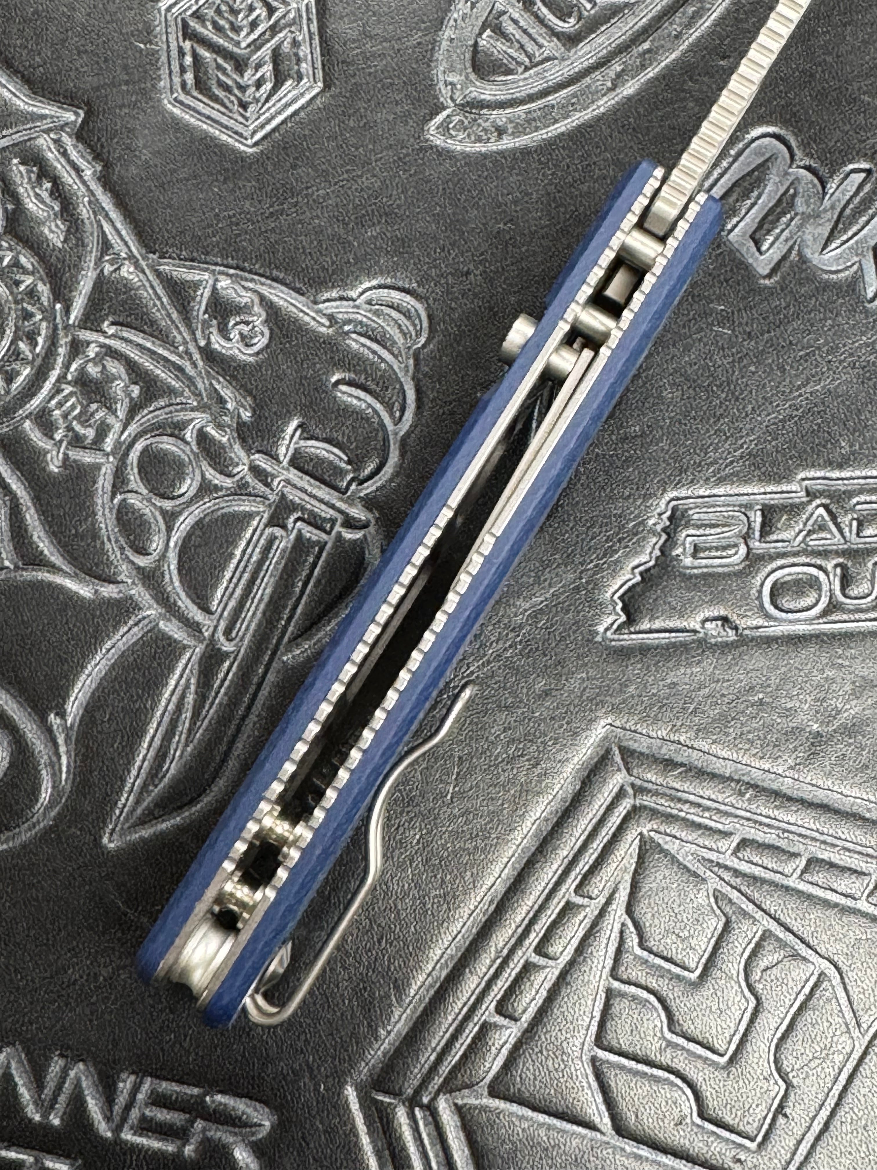 Vosteed Porcupine - Top Liner Lock (2.99" 14C28N Satin Blade & Blue Micarta Handle) - A2605