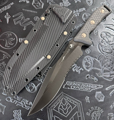 Microtech Arbiter DLC Stonewash Partial Serrated & Carbon Fiber 104-2 DLCCFS