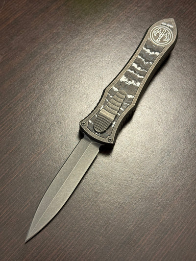 Hawk Deadlock Model C Titanium Handles Carbon Fiber Inlay Double Edge M390 BladeWest 24