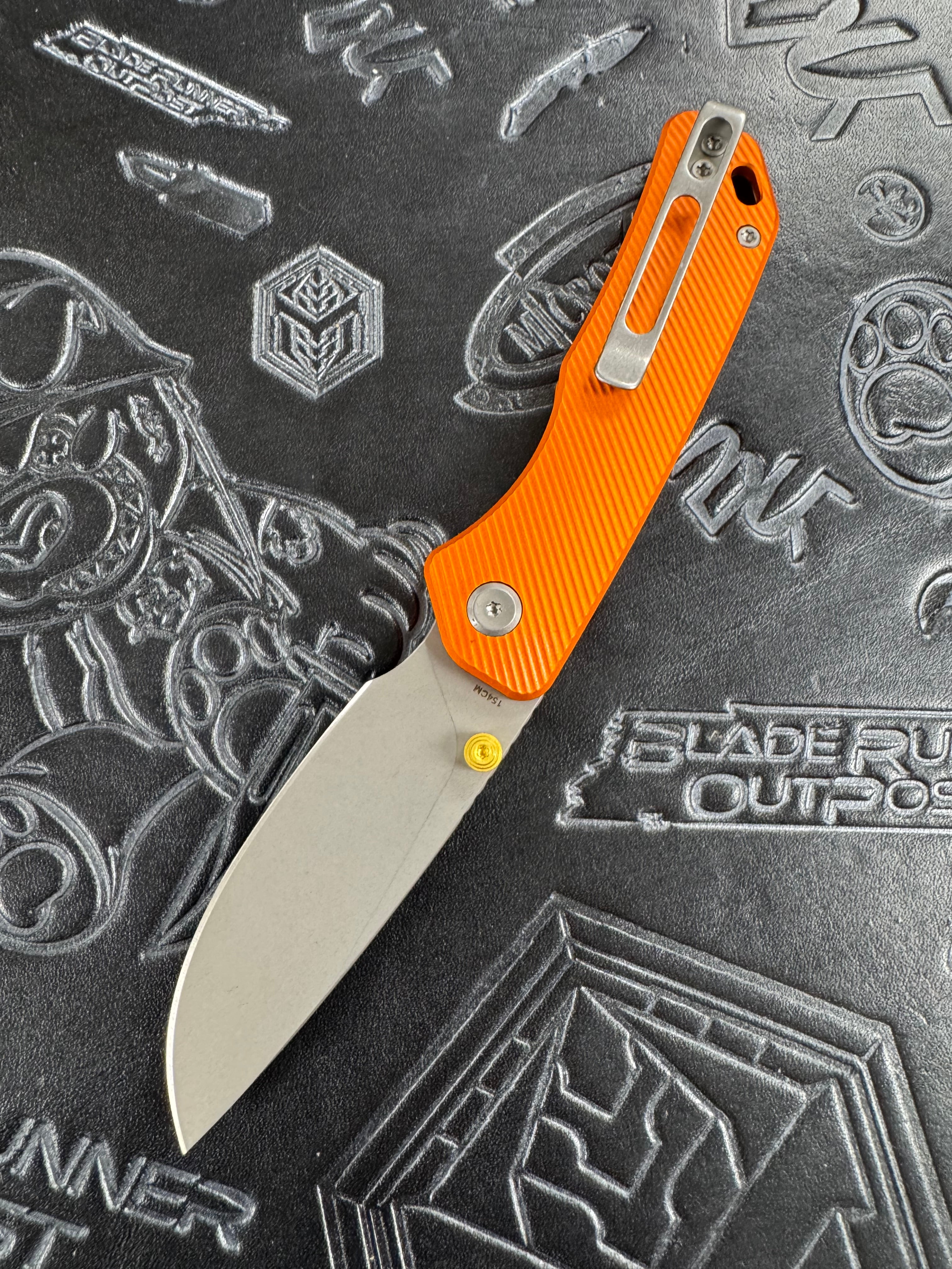 Vosteed Marten - Top Liner Lock (2.98" 154CM Blade & Aluminum Handle) - A1604 Stonewash Orange