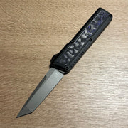 Chaves Dissident Tanto - Black Battleworn Aluminum w/ Purple Flow Camo Carbon Inlay & Crosshatch Clip - Stonewash M390