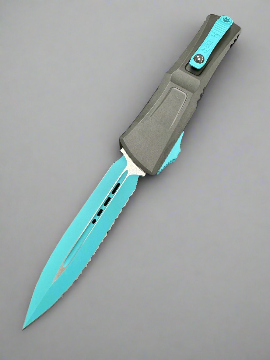 Microtech Knives Combat Troodon Gen III Turquoise Double Edge Full Serrated 1142-3 TQSK