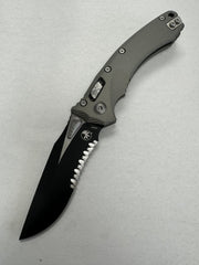 Microtech Amphibian RAM LOK Natural Clear Fluted Aluminum & Black Partial Serrated M390MK 137RL-2 FLNC