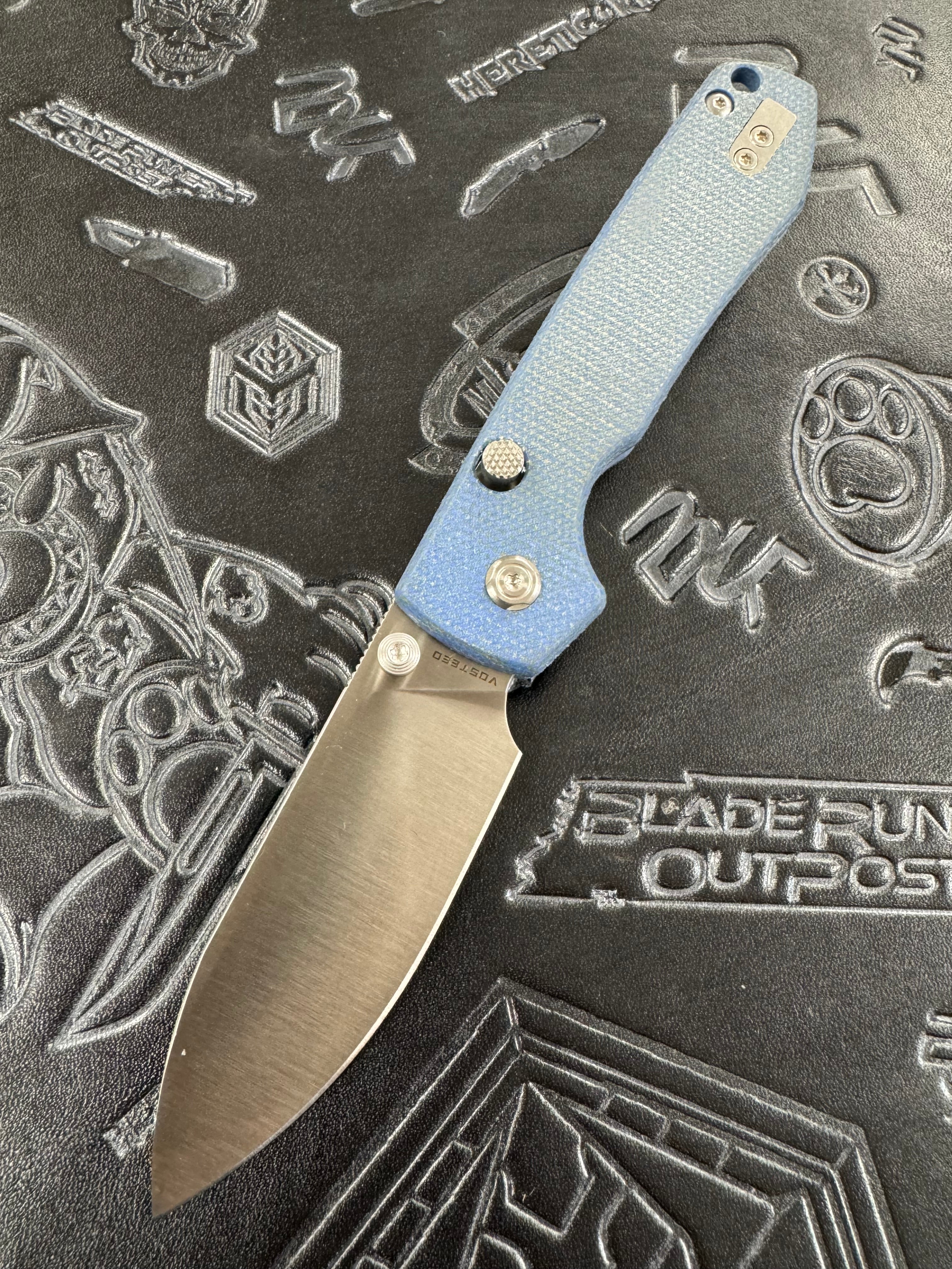 Vosteed Raccoon - Top Liner Lock (3.25" 14C28N Satin Blade & Blue Micarta Handle) - A2905
