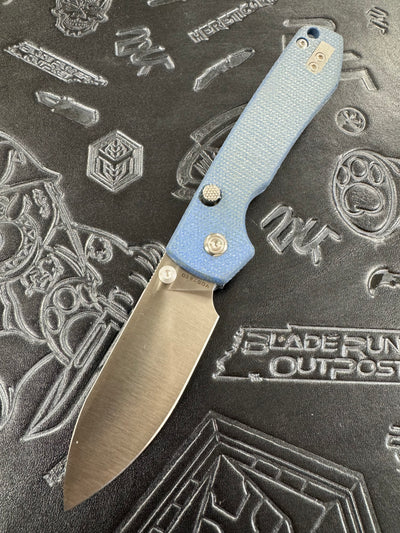Vosteed Raccoon - Top Liner Lock (3.25" 14C28N Satin Blade & Blue Micarta Handle) - A2905