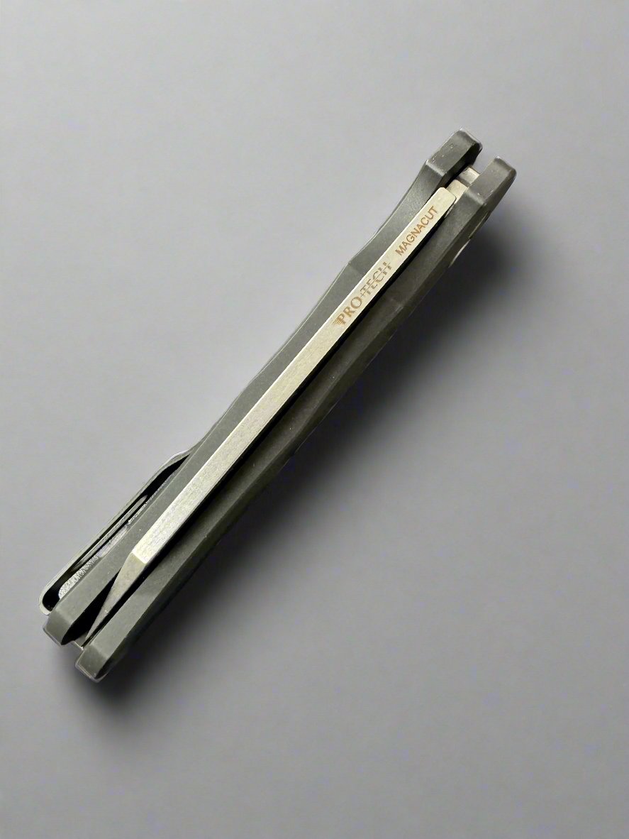 Protech Malibu Button Lock Flipper Reverse Tanto Blade Magnacut