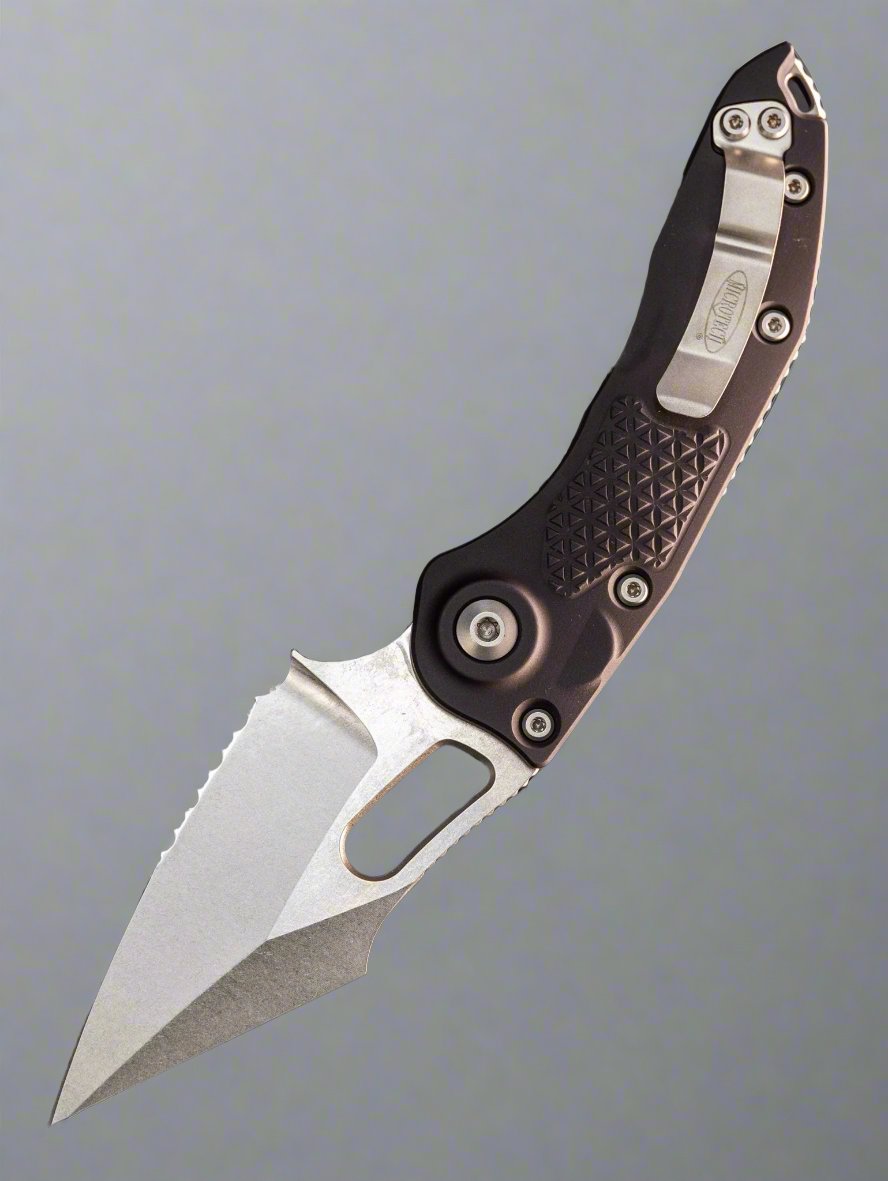 MICROTECH/BORKA BLADES STITCH AUTOMATIC FOLDING KNIFE 3.75" STONEWASH SERRATED 169-11