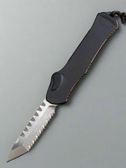 HERETIC KNIVES HYDRA OTF AUTOMATIC KNIFE 3.6" TANTO Full Serrated STONEWASH H006-2C