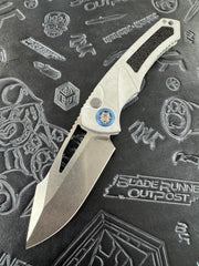 Heretic Knives Pariah Manual Button Lock Blizzard Worn Aluminum Handles w/ Stonewash MagnaCut H046-2A-BLZ