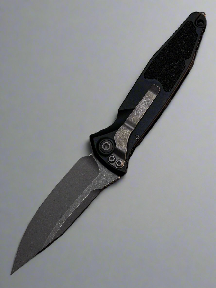 Microtech 160A-10 AP Socom Elite AUTO Folding Knife 4.05" Apocalyptic Clip Point Plain Blade, Black Aluminum Handles