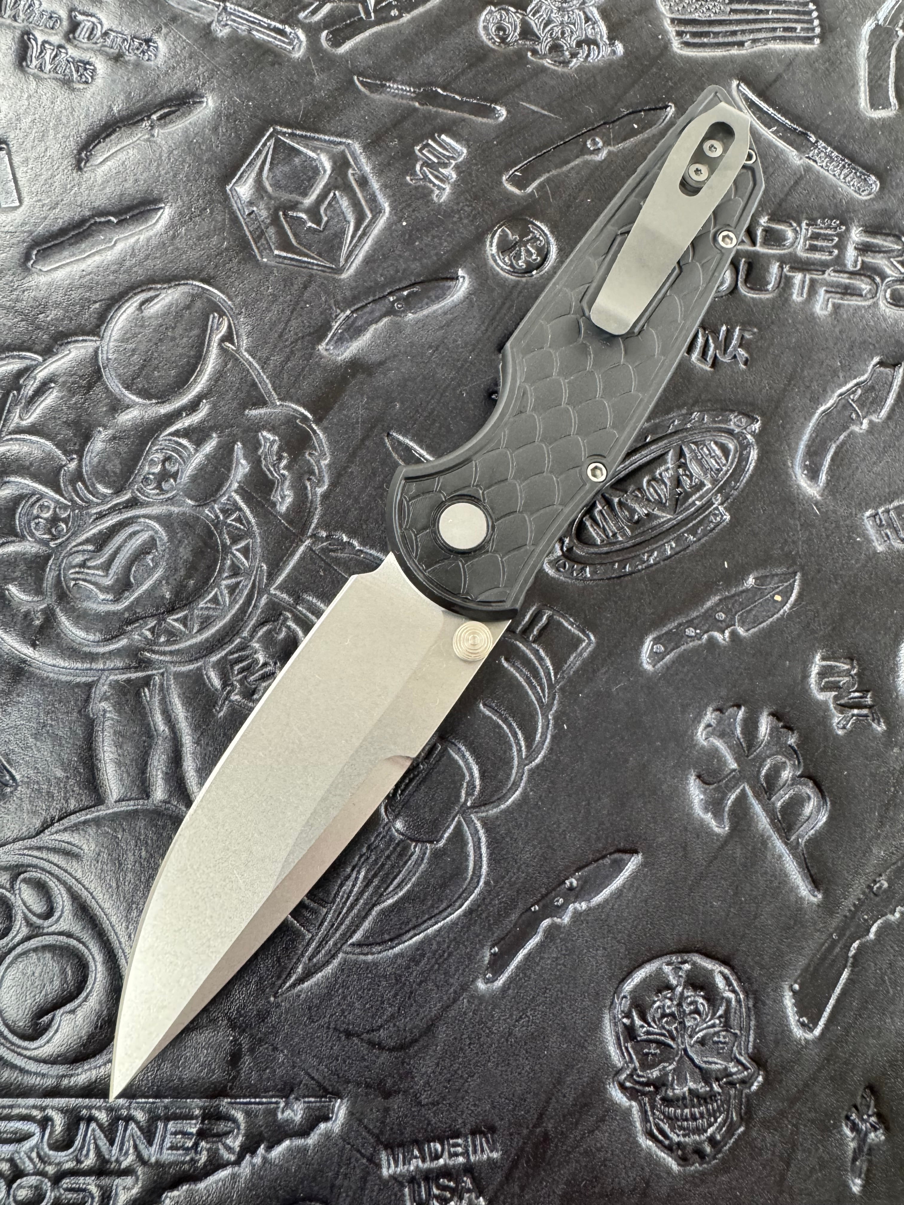 Pro-Tech TR-3 Integrity Manual Black Aluminum Reptile Handles w/ Stonewash S35 INT105-Reptile