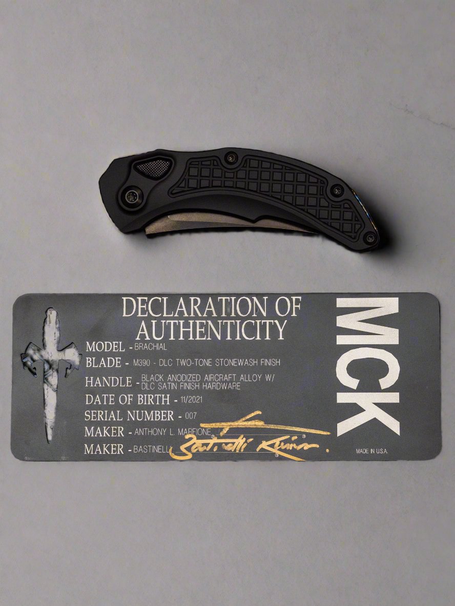 Pre Owned Marfione Custom/Bastinelli "Brachial" DLC Two-Tone Black Anodized DLC HW Flamed Backspacer