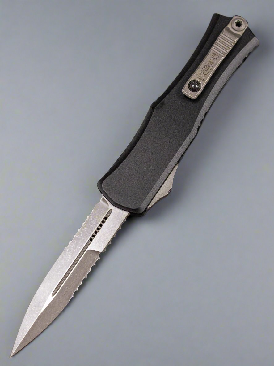 Microtech Knives Mini Hera Partial Serrated Apocalyptic Bayonet M390MK w/ Black Handle 1701M-11AP