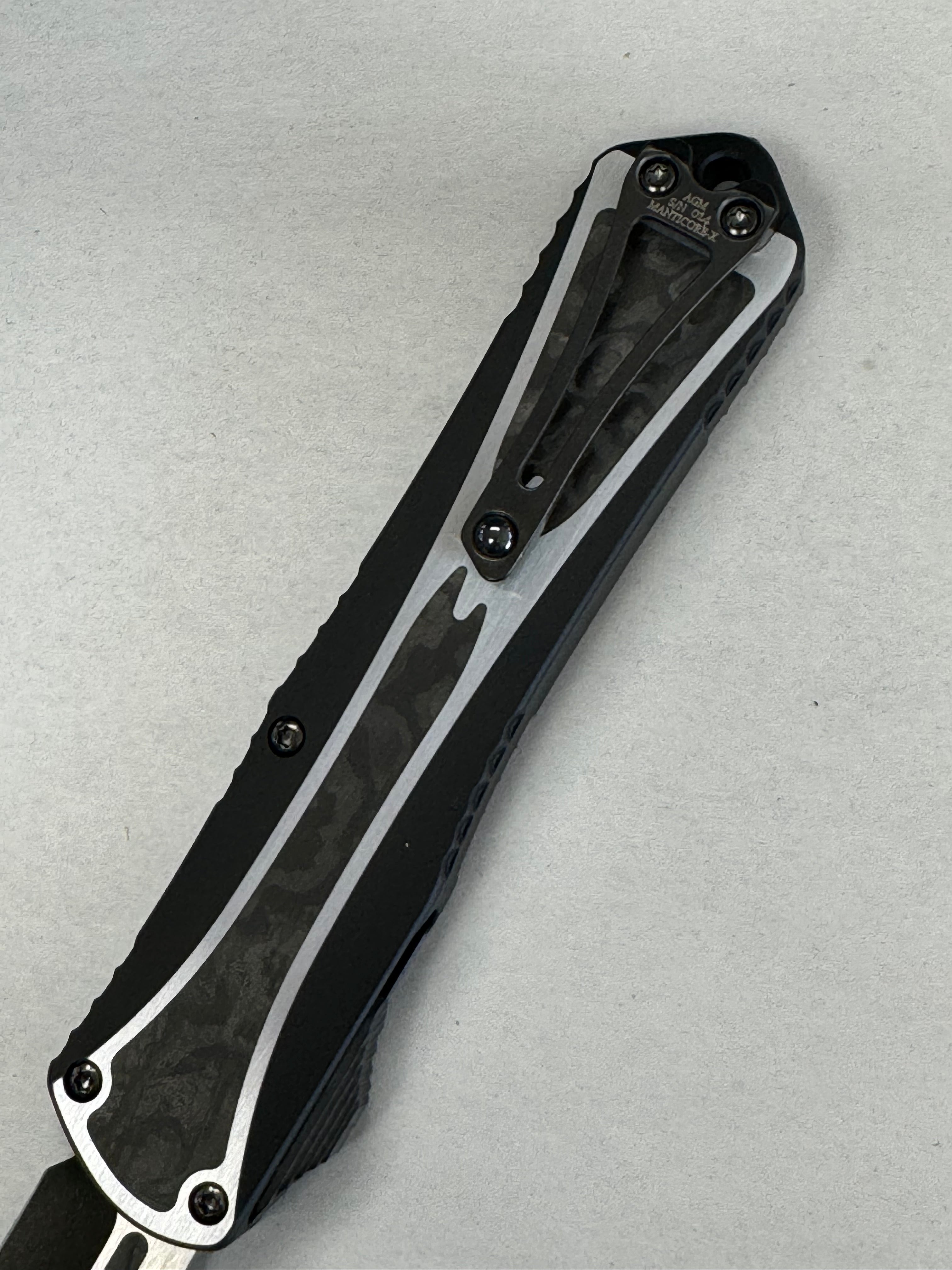 Pre Owned Heretic Knives Manticore X - Hand Ground Tanto W/ Fat Carbon Inlay Blade