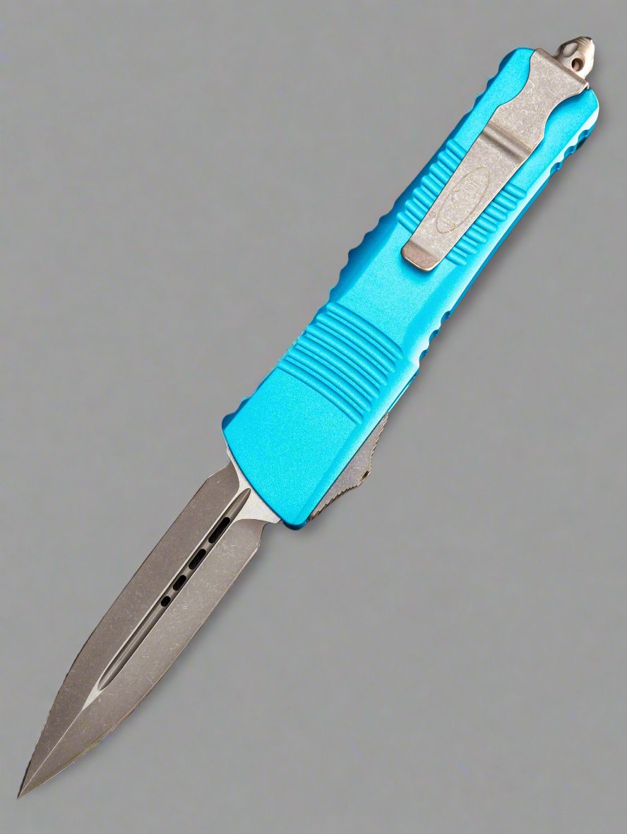 Microtech Combat Troodon 142-10APTQ Apocalyptic Double Edge Blade Turquoise Handle
