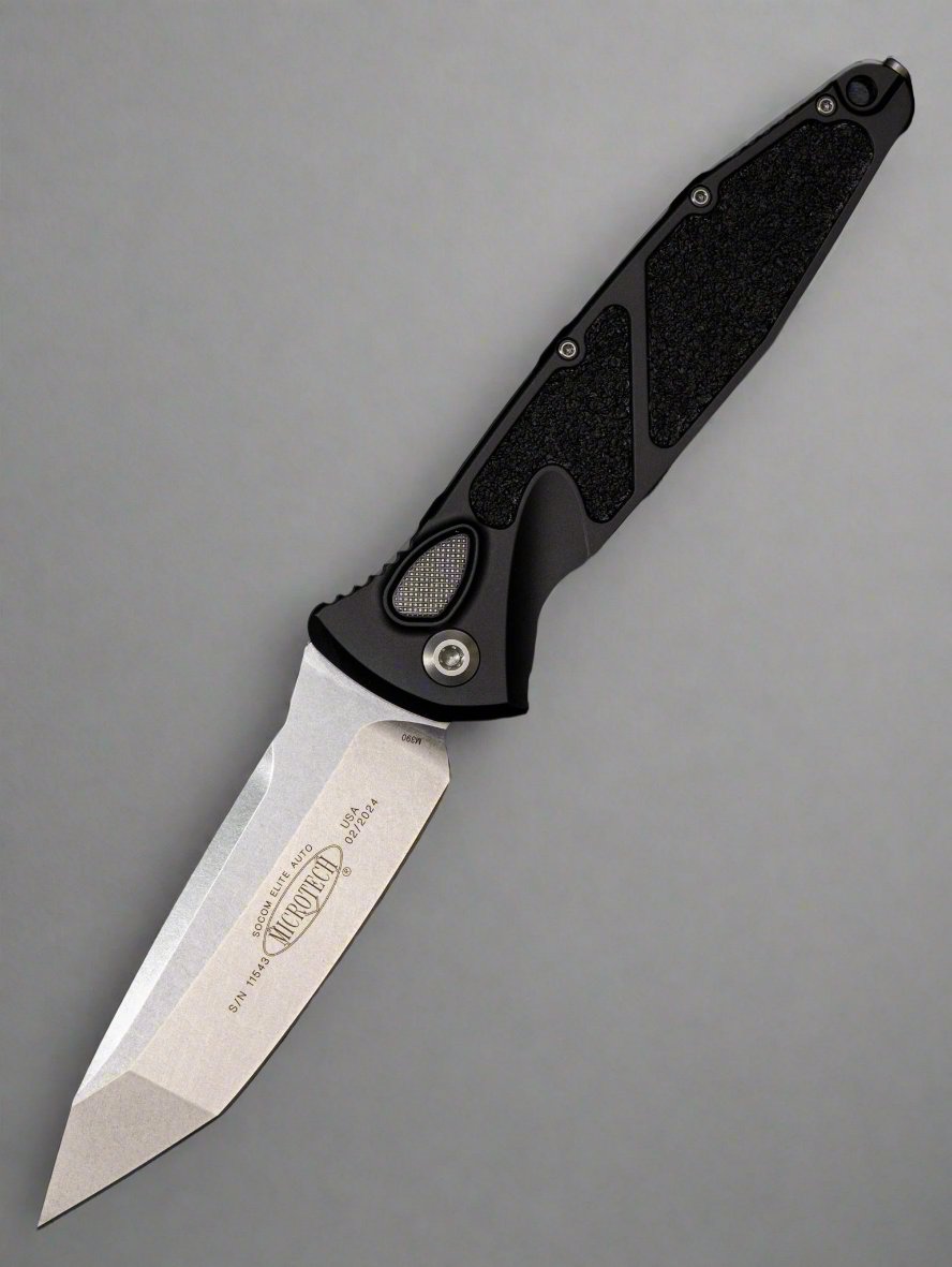 Microtech 161A-10 SOCOM Elite T/E - Black Handle - Stonewashed Blade