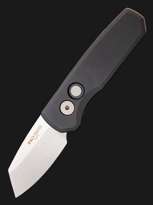 Pro-Tech Runt 5 Reverse Tanto Black Handle Stonewash Magnacut Blade R5401