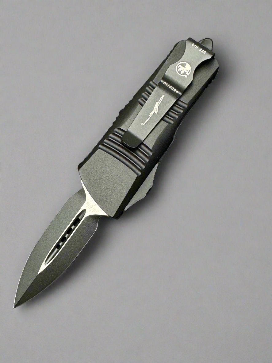 Microtech Troodon Mini D/E OTF Automatic Knife Jade G-10/Black Al (1.9" Black) 238-1 GTJGS