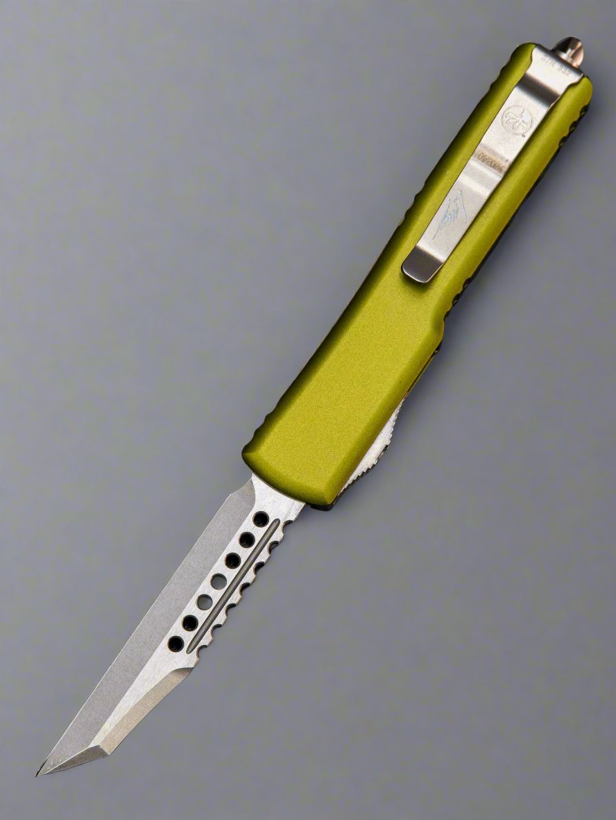 Microtech UTX-70 Warhound OD Green Aluminum Body w/ Stonewashed Plain Edge Blade (2.42") 419W-10 ODS