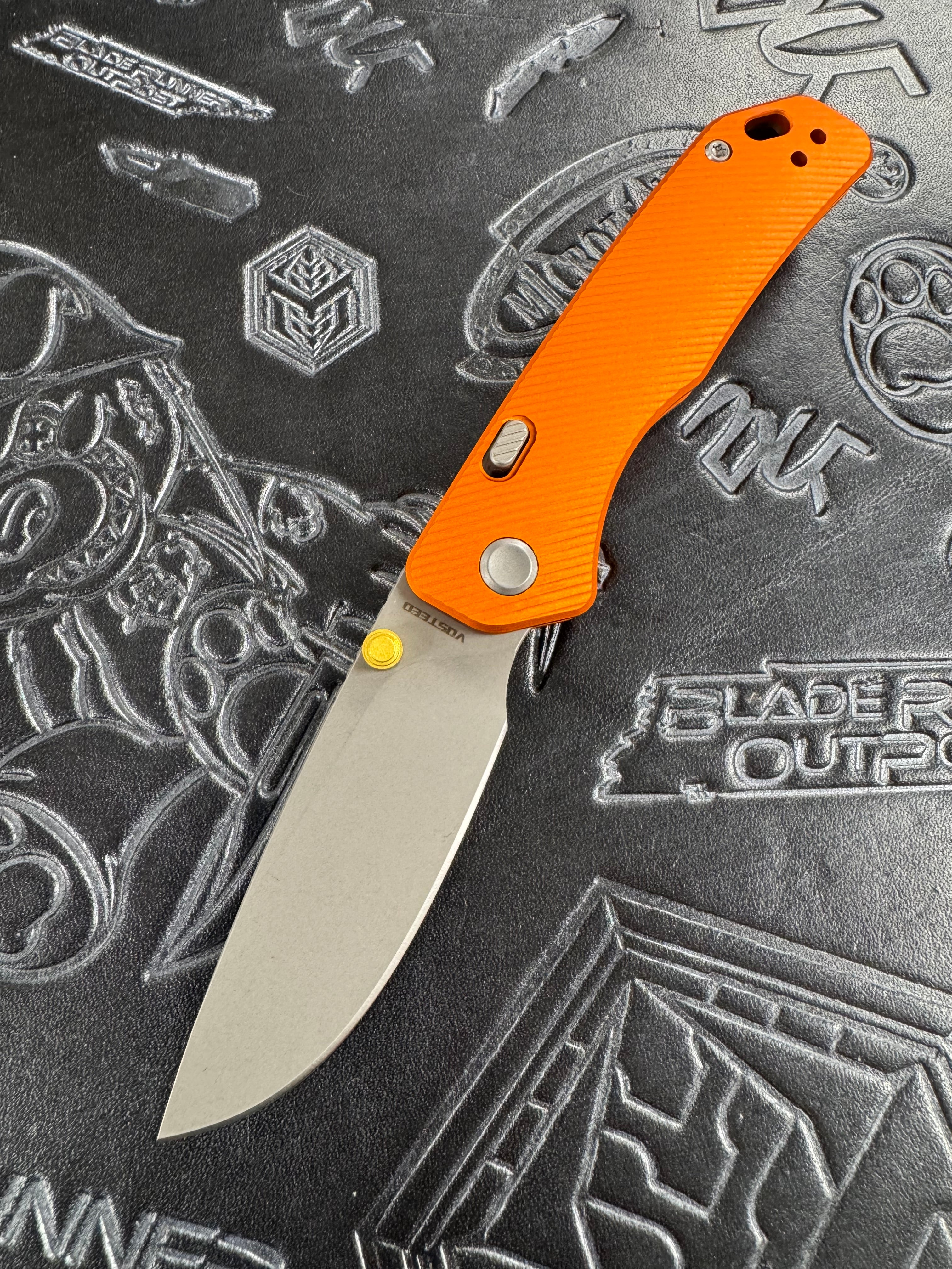 Vosteed Marten - Top Liner Lock (2.98" 154CM Blade & Aluminum Handle) - A1604 Stonewash Orange